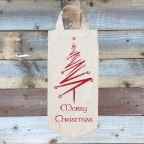Cotton Bottle Bag-Red Squiggle Tree
