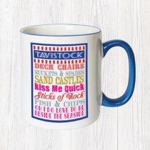 Kiss Me Quick Blue Handle Mug
