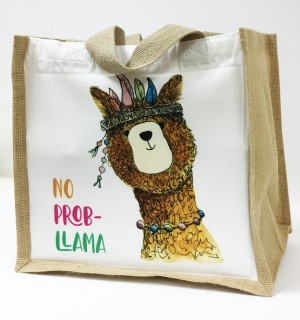 Jute Shopper with colour print front panel product image