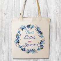 Best Relation Printed White Shopper (blue)+Tag