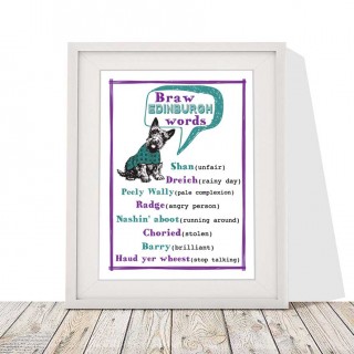 Braw E Words White Linen Print product image
