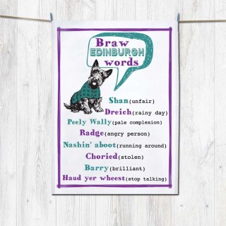Braw E Words Tea Towel+Tag product image