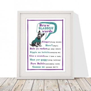 Braw G  Words White Linen Print product image