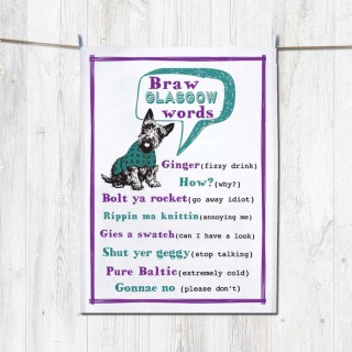 Braw G Words Tea Towel+Tag product image