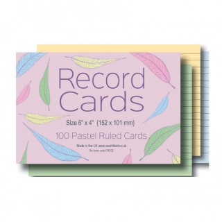 Ruled Pastel Coloured Record Cards 6x4 product image