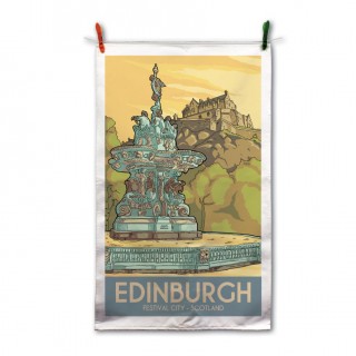 Vintage Sketch Town Tea Towel product image