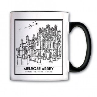 B/W Vintage Sketch Town Black Handled Mug product image