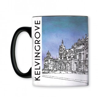 Pastel b/w Sketch Your Town Black Handled mug product image