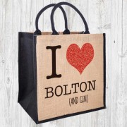 I Heart & Prosecco or Gin  Jute Shopper+Tag