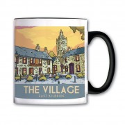 Vintage Sketch Town Black Handled Mug